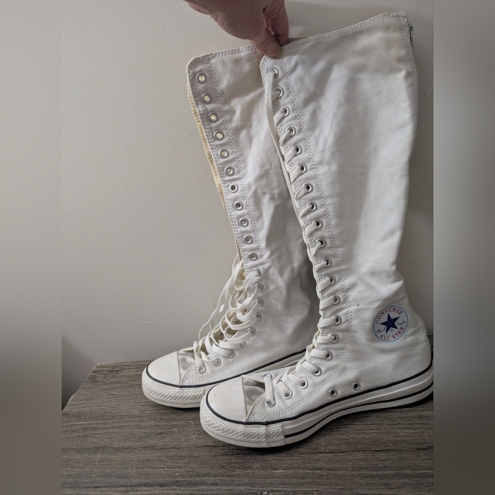 White Converse Knee High Sneakers Women's Size 9 Read Description